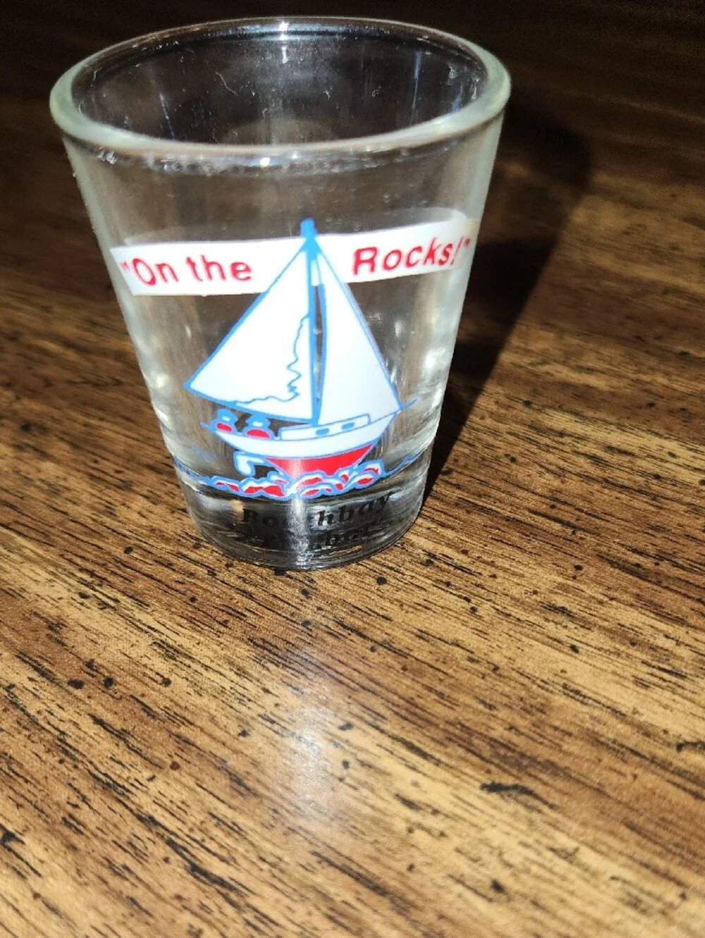 Boat Harbor Sailboat Shot Glass - Red, Blue, White